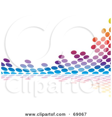 Royalty-Free (RF) Clipart Illustration of a Rainbow Colored Dot Line Background On White by Arena Creative