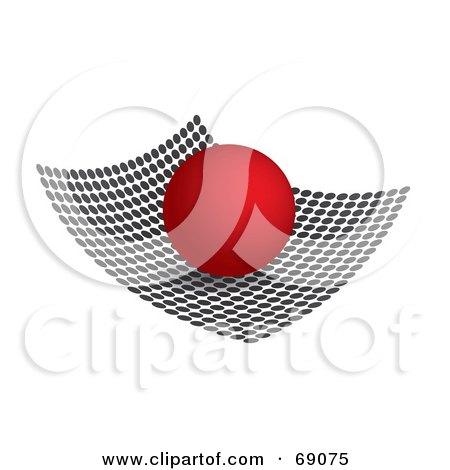 Royalty-Free (RF) Clipart Illustration of a 3d Red Sphere On A Curved Dot Surface by Arena Creative