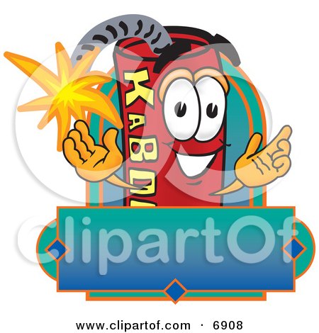 Clipart Picture of a Red Dynamite Mascot Cartoon Character With a Blank Label by Mascot Junction