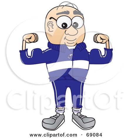 Royalty-Free (RF) Clipart Illustration of a Senior Man Character Flexing by Mascot Junction