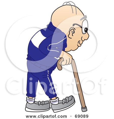 Royalty-Free (RF) Clipart Illustration of a Senior Man Character Using a Cane by Mascot Junction