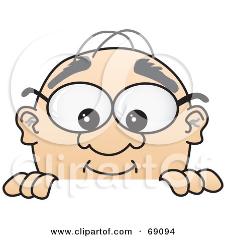 Royalty-Free (RF) Clipart Illustration of a Senior Man Character Looking Over a Sign by Mascot Junction