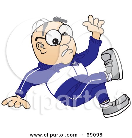 Royalty-Free (RF) Clipart Illustration of a Senior Man Character Falling by Mascot Junction