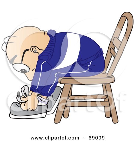 Royalty-Free (RF) Clipart Illustration of a Senior Man Character Tying His Shoe Laces by Mascot Junction