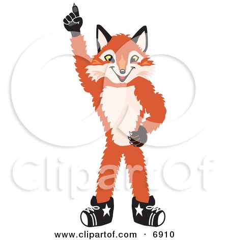 Clipart Picture of a Fox Mascot Cartoon Character Pointing Upwards by Toons4Biz
