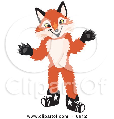 Clipart Picture of a Fox Mascot Cartoon Character by Toons4Biz