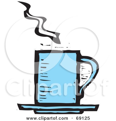 Royalty-Free (RF) Clipart Illustration of a Steamy Tall Blue Coffee Cup by xunantunich
