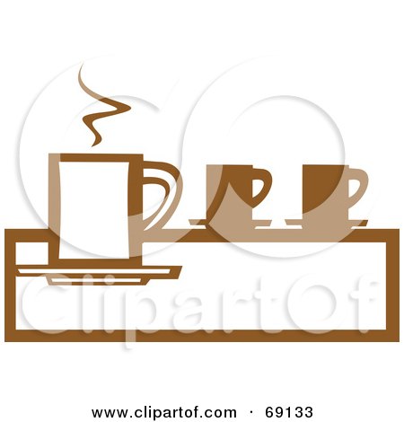Royalty-Free (RF) Clipart Illustration of a Tall Brown And White Steamy Coffee Cup On A Counter by xunantunich
