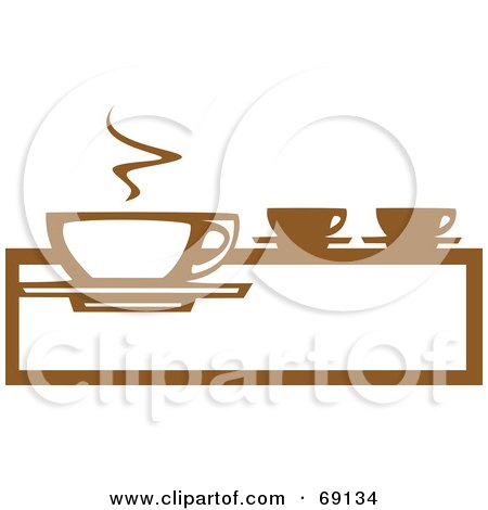 Royalty-Free (RF) Clipart Illustration of a Small Brown And White Steamy Coffee Cup On A Counter by xunantunich