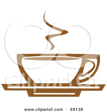 Royalty-Free (RF) Clipart Illustration of a Steamy White And Brown Coffee Cup On A Saucer by xunantunich