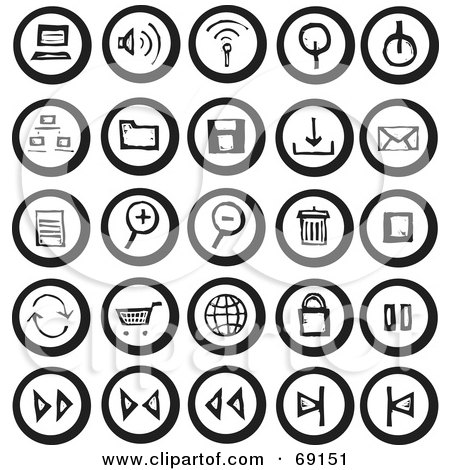 Royalty-Free (RF) Clipart Illustration of a Digital Collage Of Round Wood Carved Textured Icons by xunantunich