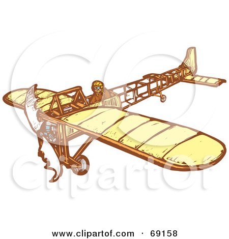 Royalty-Free (RF) Clipart Illustration of a Pilot Flying A Simple Plane On A White Background by xunantunich