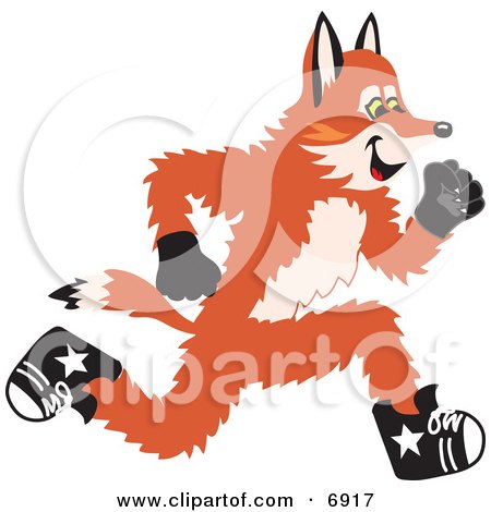 Clipart Picture of a Fox Mascot Cartoon Character Running by Toons4Biz