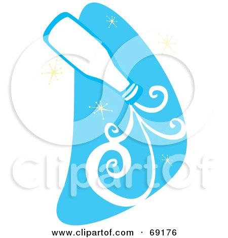 Royalty-Free (RF) Clipart Illustration of a Pouring Bottle Of Milk Over A Blue Starry Sky by xunantunich