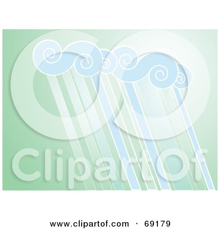 Royalty-Free (RF) Clipart Illustration of a Blue Cloud And Pouring Rain Over Green by xunantunich