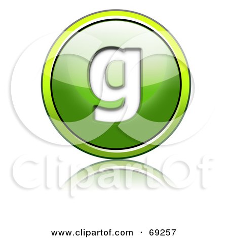 Royalty-Free (RF) Clipart Illustration of a Shiny 3d Green Button; Lowercase g by chrisroll