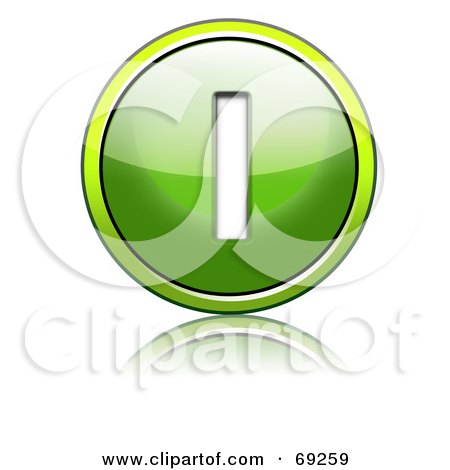 Royalty-Free (RF) Clipart Illustration of a Shiny 3d Green Button; Lowercase l by chrisroll