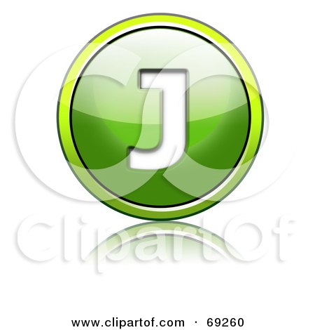 Royalty-Free (RF) Clipart Illustration of a Shiny 3d Green Button; Capital J by chrisroll