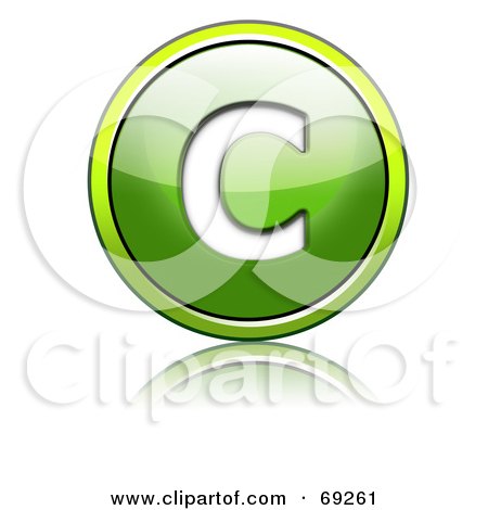 Royalty-Free (RF) Clipart Illustration of a Shiny 3d Green Button; Capital C by chrisroll