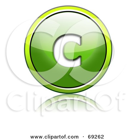 Royalty-Free (RF) Clipart Illustration of a Shiny 3d Green Button; Lowercase c by chrisroll