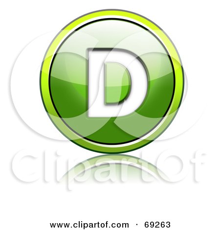 Royalty-Free (RF) Clipart Illustration of a Shiny 3d Green Button; Capital D by chrisroll