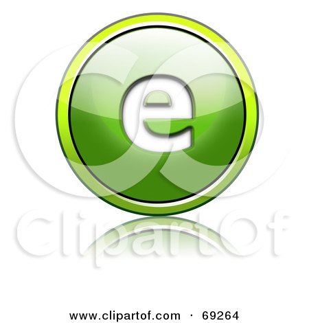 Royalty-Free (RF) Clipart Illustration of a Shiny 3d Green Button; Lowercase e by chrisroll