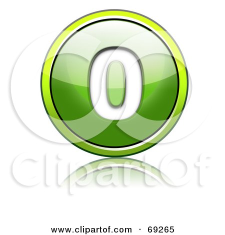Royalty-Free (RF) Clipart Illustration of a Shiny 3d Green Button; Number 0 by chrisroll