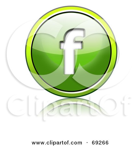 Royalty-Free (RF) Clipart Illustration of a Shiny 3d Green Button; Lowercase f by chrisroll
