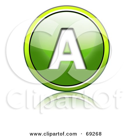 Royalty-Free (RF) Clipart Illustration of a Shiny 3d Green Button; Capital A by chrisroll