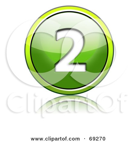 Royalty-Free (RF) Clipart Illustration of a Shiny 3d Green Button; Number 2 by chrisroll