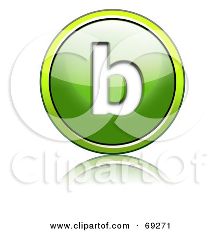 Royalty-Free (RF) Clipart Illustration of a Shiny 3d Green Button; Lowercase b by chrisroll