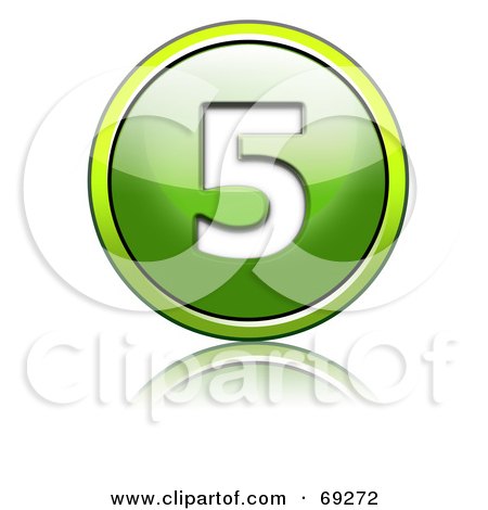 Royalty-Free (RF) Clipart Illustration of a Shiny 3d Green Button; Number 5 by chrisroll