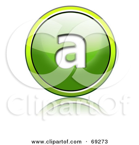 Royalty-Free (RF) Clipart Illustration of a Shiny 3d Green Button; Lowercase a by chrisroll