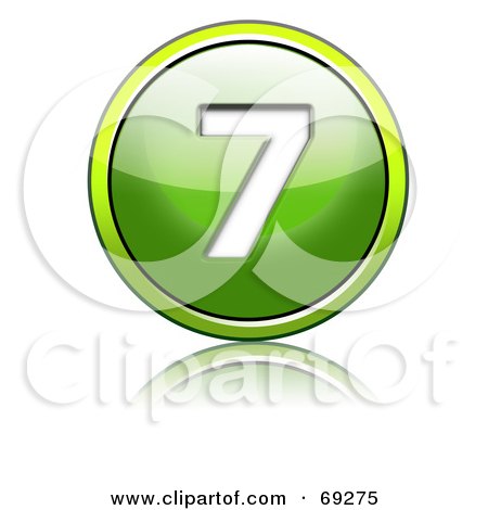 Royalty-Free (RF) Clipart Illustration of a Shiny 3d Green Button; Number 7 by chrisroll