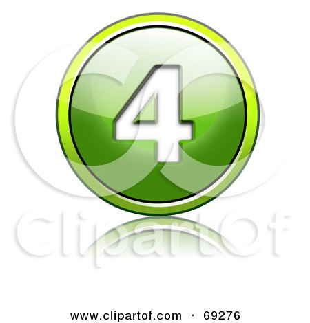 Royalty-Free (RF) Clipart Illustration of a Shiny 3d Green Button; Number 4 by chrisroll