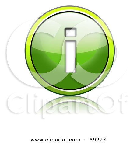 Royalty-Free (RF) Clipart Illustration of a Shiny 3d Green Button; Lowercase i by chrisroll