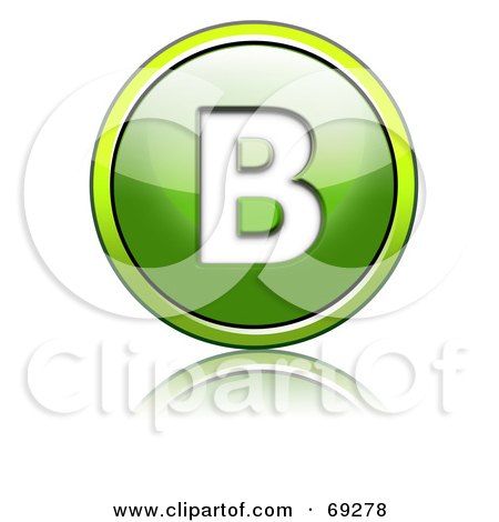 Royalty-Free (RF) Clipart Illustration of a Shiny 3d Green Button; Capital B by chrisroll