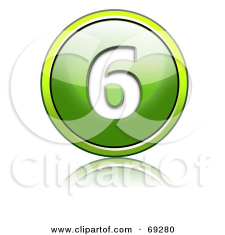 Royalty-Free (RF) Clipart Illustration of a Shiny 3d Green Button; Number 6 by chrisroll