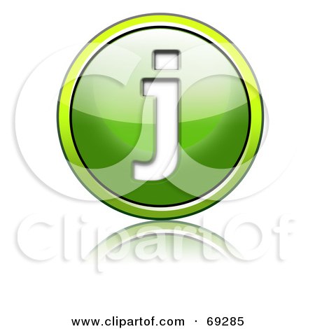 Royalty-Free (RF) Clipart Illustration of a Shiny 3d Green Button; Lowercase j by chrisroll