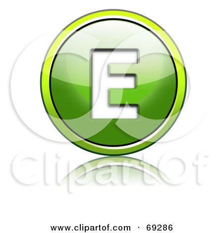 Royalty-Free (RF) Clipart Illustration of a Shiny 3d Green Button; Capital E by chrisroll
