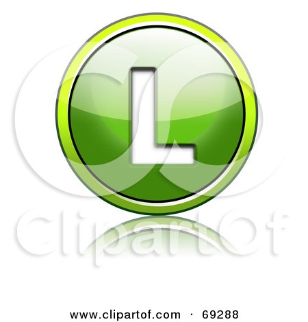 Royalty-Free (RF) Clipart Illustration of a Shiny 3d Green Button; Capital L by chrisroll