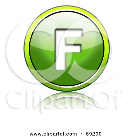 Royalty-Free (RF) Clipart Illustration of a Shiny 3d Green Button; Capital F by chrisroll