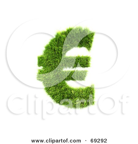 Royalty-Free (RF) Clipart Illustration of a Grassy 3d Green Symbol; Euro by chrisroll