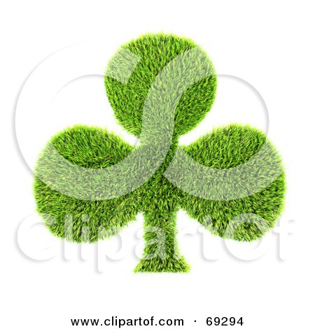 Royalty-Free (RF) Clipart Illustration of a Grassy 3d Green Symbol; Club by chrisroll