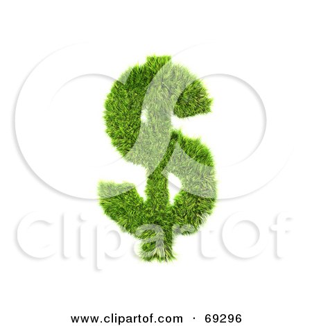 Royalty-Free (RF) Clipart Illustration of a Grassy 3d Green Symbol; Dollar by chrisroll