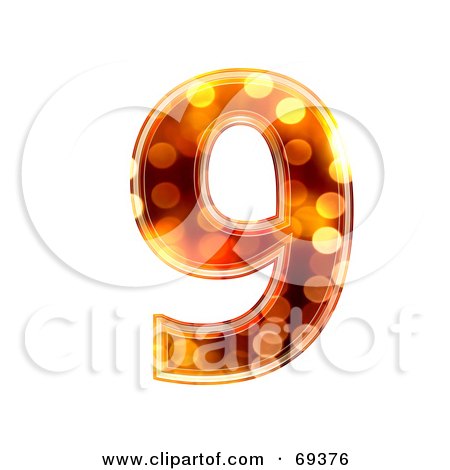 Royalty-Free (RF) Clipart Illustration of a Sparkly Symbol; Number 9 by chrisroll