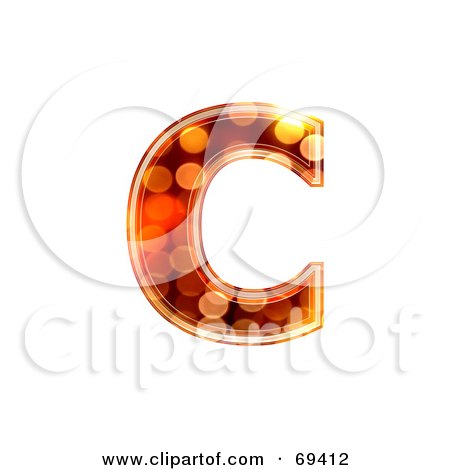 Royalty-Free (RF) Clipart Illustration of a Sparkly Symbol; Lowercase c by chrisroll