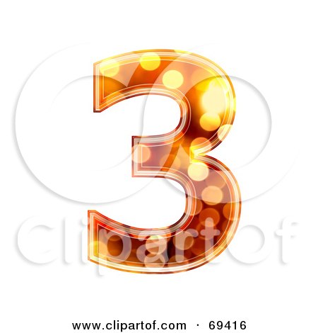 Royalty-Free (RF) Clipart Illustration of a Sparkly Symbol; Number 3 by chrisroll