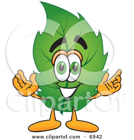 Clipart Picture of a Leaf Mascot Cartoon Character by Toons4Biz