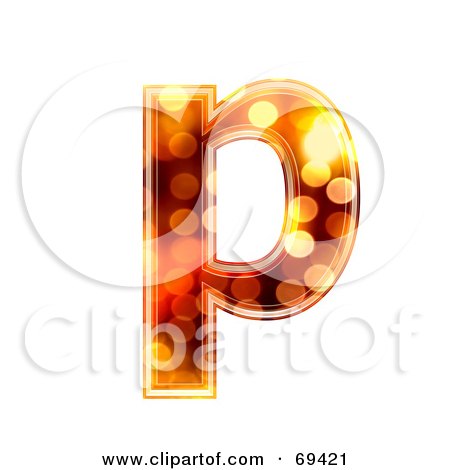 Royalty-Free (RF) Clipart Illustration of a Sparkly Symbol; Lowercase p by chrisroll